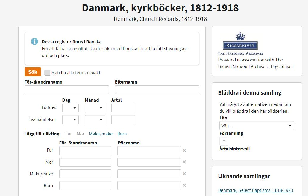 Skærmklip fra Ancestry